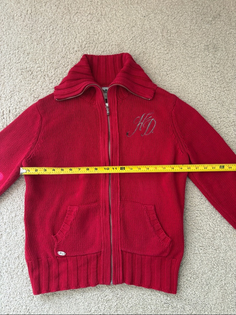 Harley-Davidson Women’s Red Zip Front Knit Sweater - Picture 5 of 7